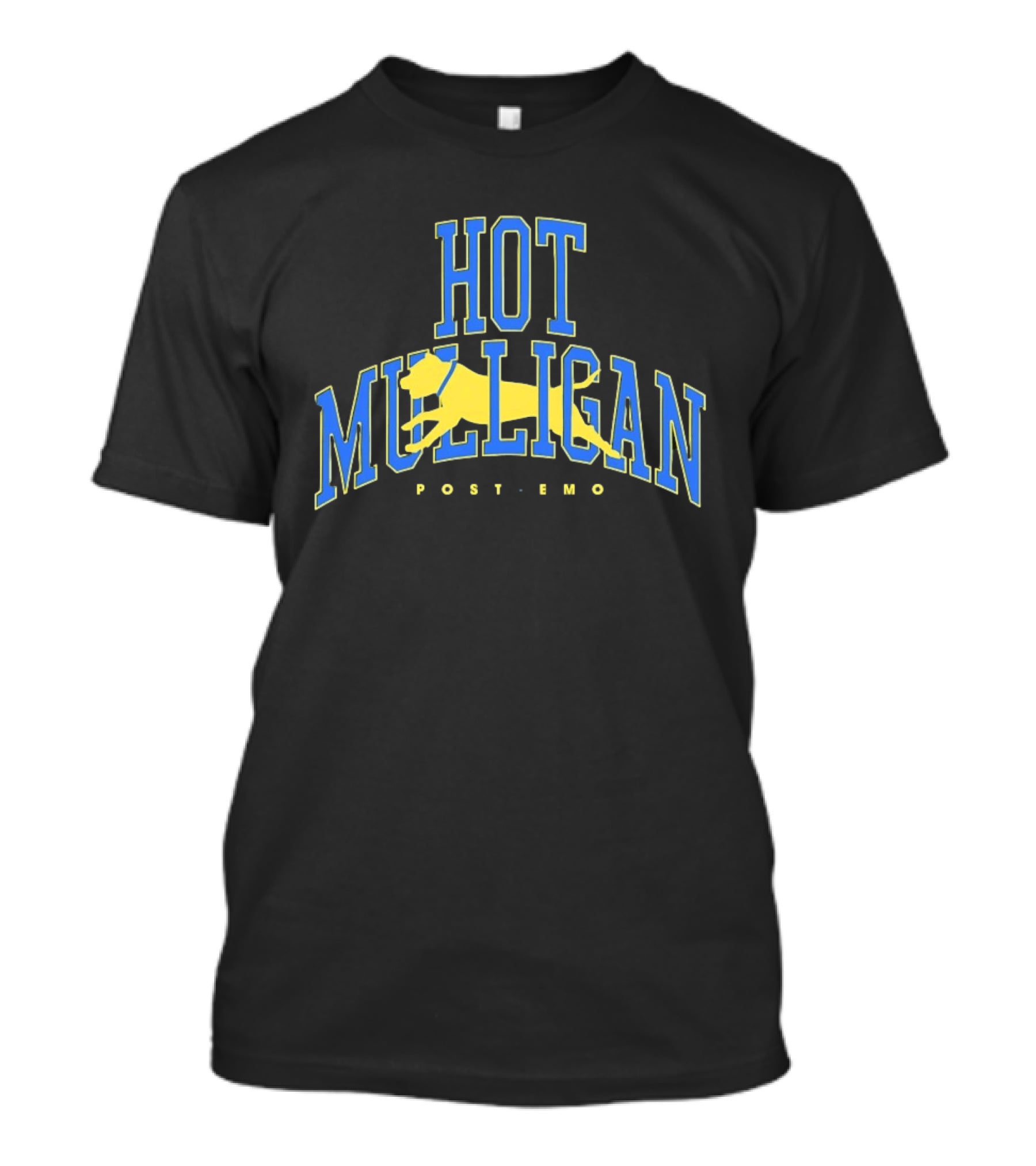 Hot Mulligan Post Emo Dog Graphic With Yellow Canine T-Shirt