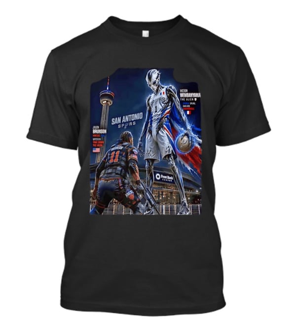 Jalen Brunson Knicks Battle Victor Wembanyama Alien Spurs Showdown San Antonio T-Shirt