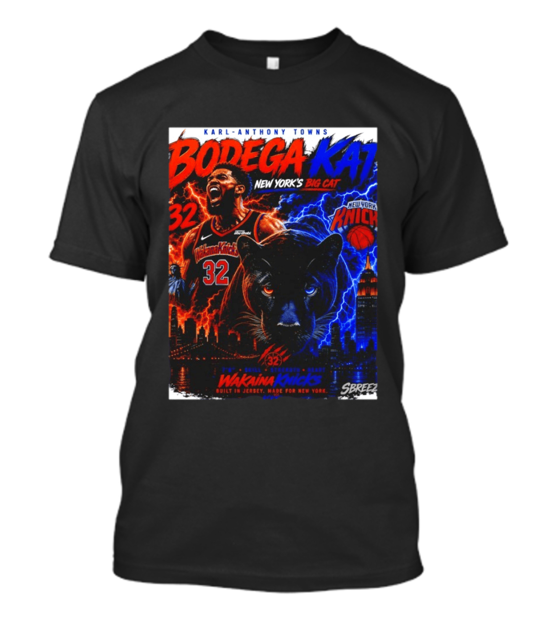 Bodega KAT Karl Anthony Towns Wakaina Knicks 2026 New York's Big Cat 32 T-Shirt