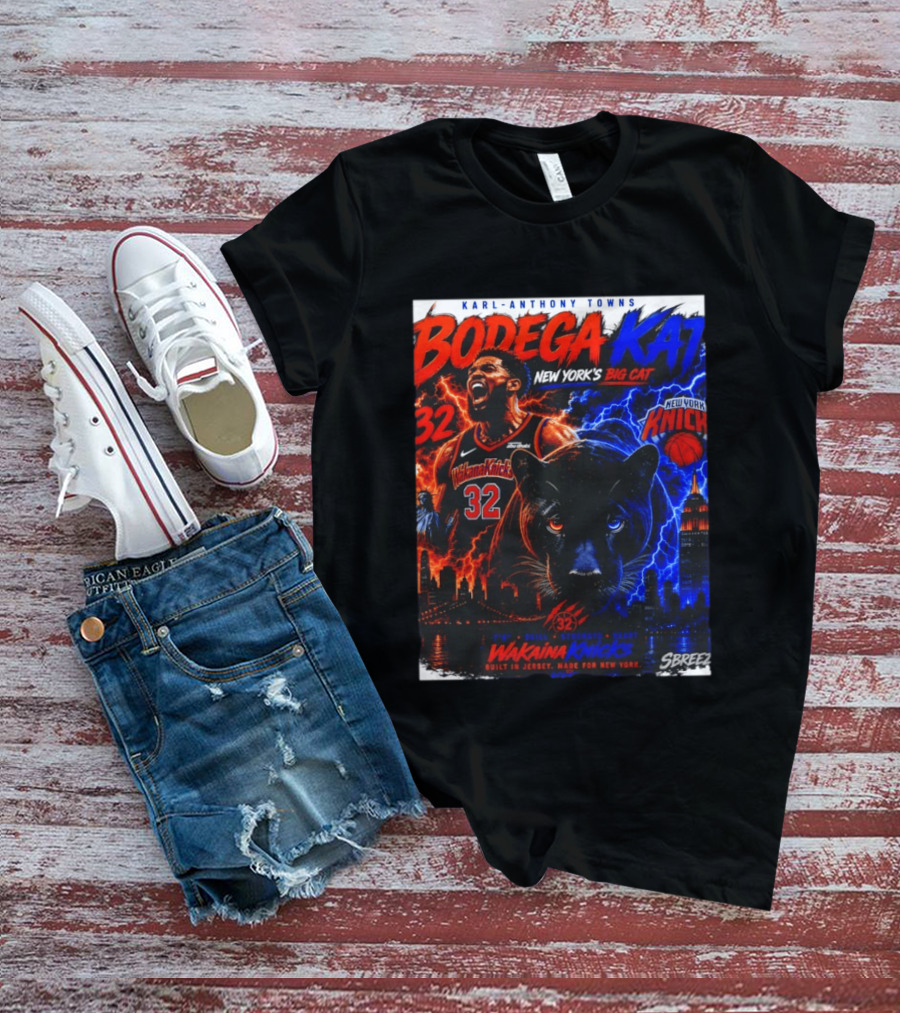 Bodega KAT Karl Anthony Towns Wakaina Knicks 2026 New York's Big Cat 32 T-Shirt