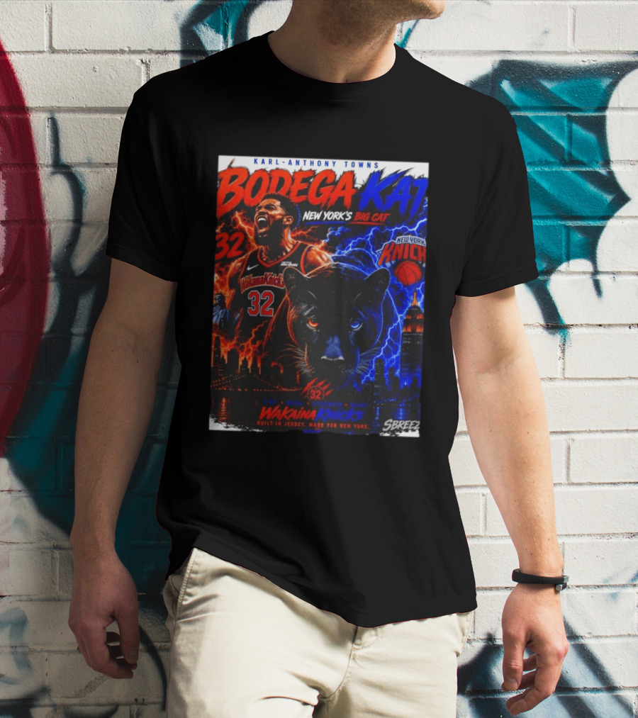 Bodega KAT Karl Anthony Towns Wakaina Knicks 2026 New York's Big Cat 32 T-Shirt