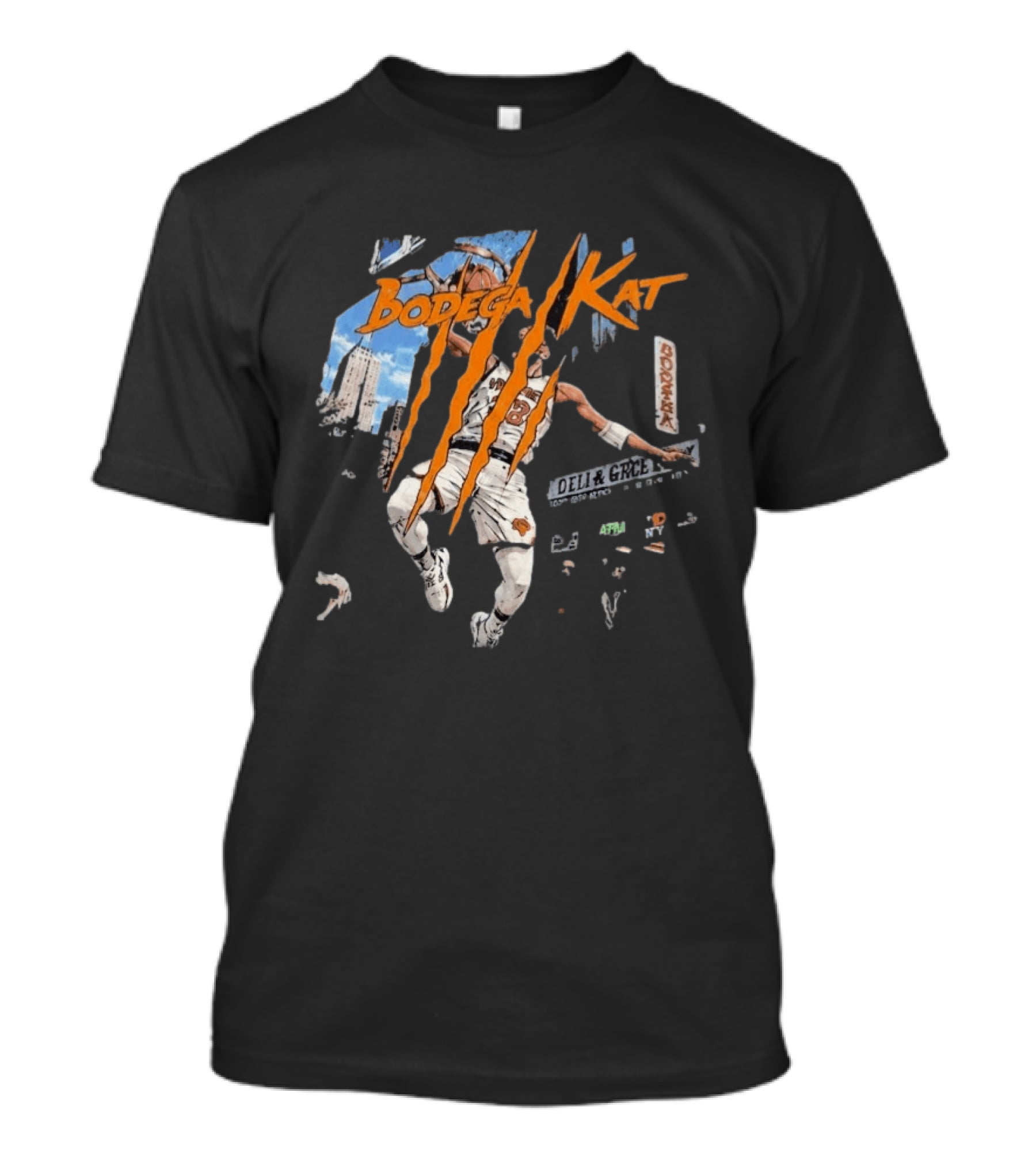 Bodega Kat Basketball Scratch Street Deli Grocer Basketball Player T-Shirt