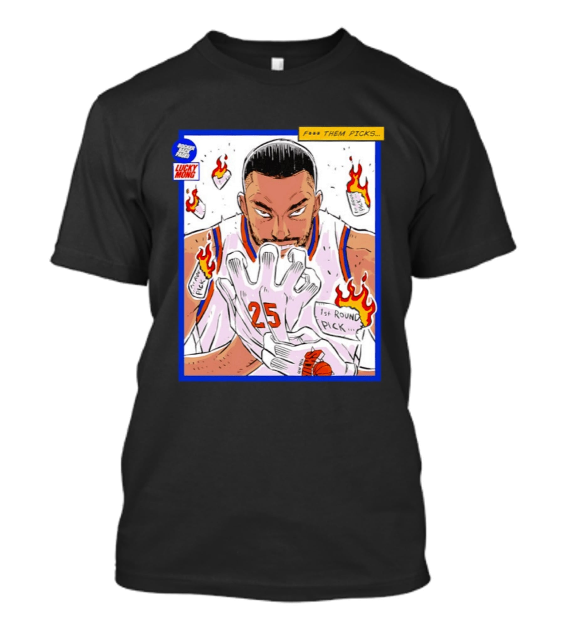 Lucky Mong Knicks Mikal Bridges Comic 25 Flames 1st Round Picks T-Shirt