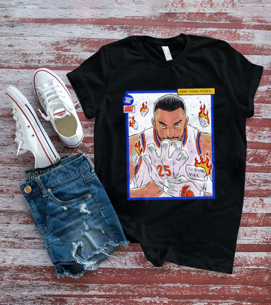 Lucky Mong Knicks Mikal Bridges Comic 25 Flames 1st Round Picks T-Shirt
