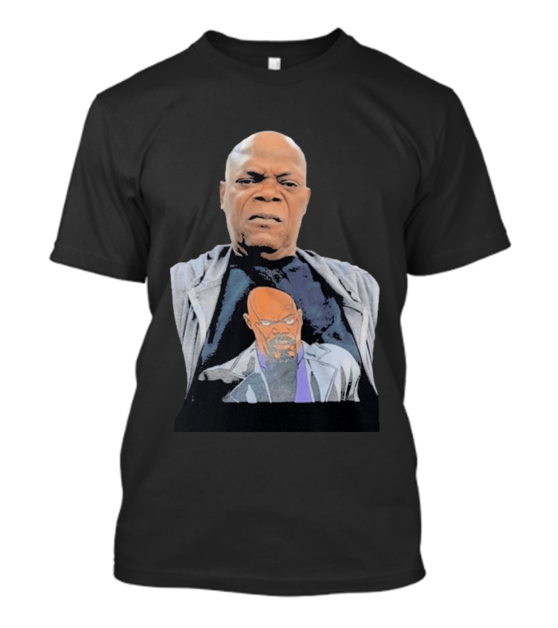 Samuel L. Jackson Wearing Himself On T-Shirt