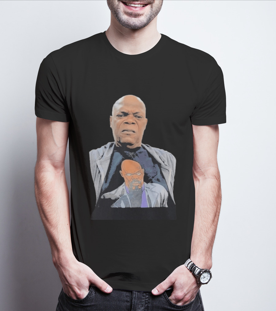 Samuel L. Jackson Wearing Himself On T-Shirt