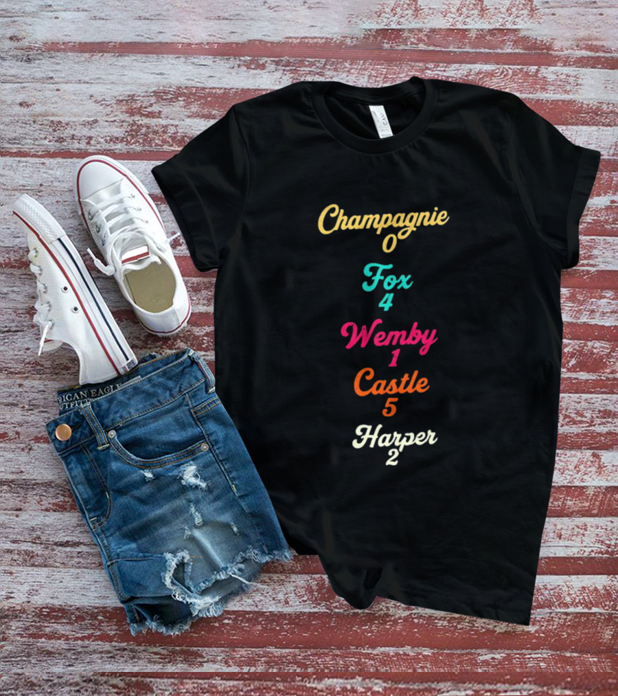 San Antonio Spurs Basketball Champagnie 0 Fox 4 Wemby 1 Castle 5 Harper 2 T-Shirt