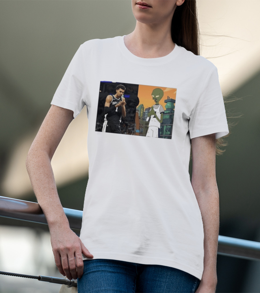 2026 Victor Wembanyama Spurs Alien Meme Basketball Fans T-Shirt
