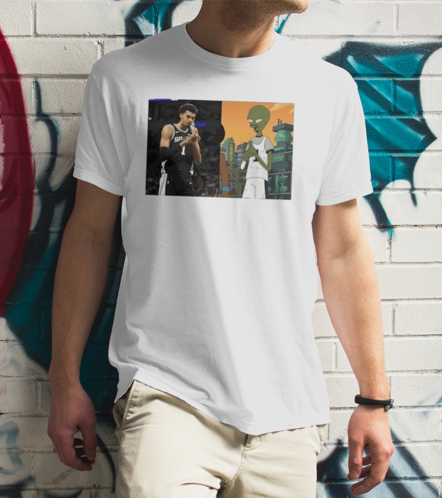 2026 Victor Wembanyama Spurs Alien Meme Basketball Fans T-Shirt