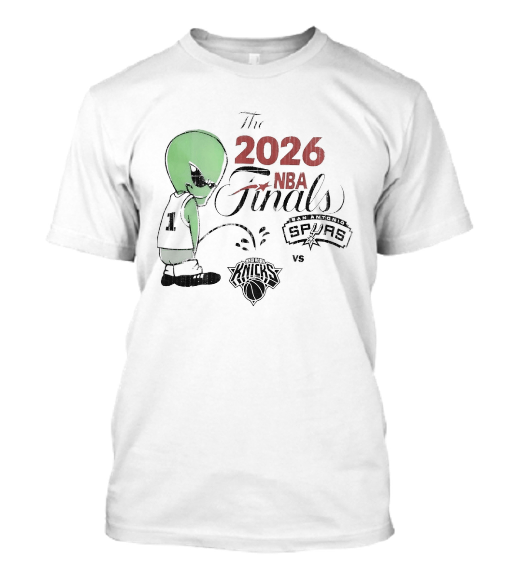 The 2026 NBA Finals Spurs Alien Vs Knicks Basketball T-Shirt