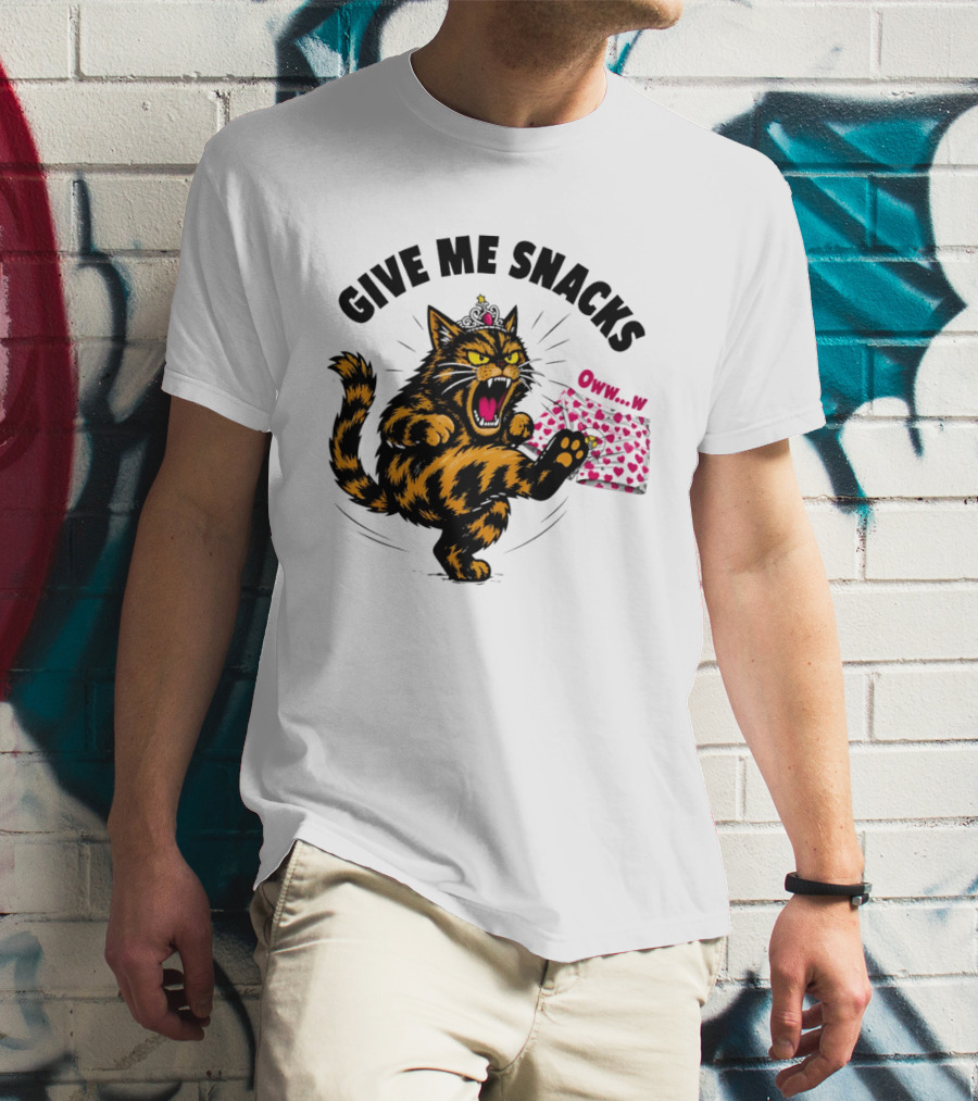Cat Crown Give Me Snacks Owww W Wild Feline Fun T-Shirt