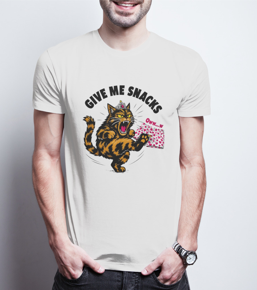 Cat Crown Give Me Snacks Owww W Wild Feline Fun T-Shirt