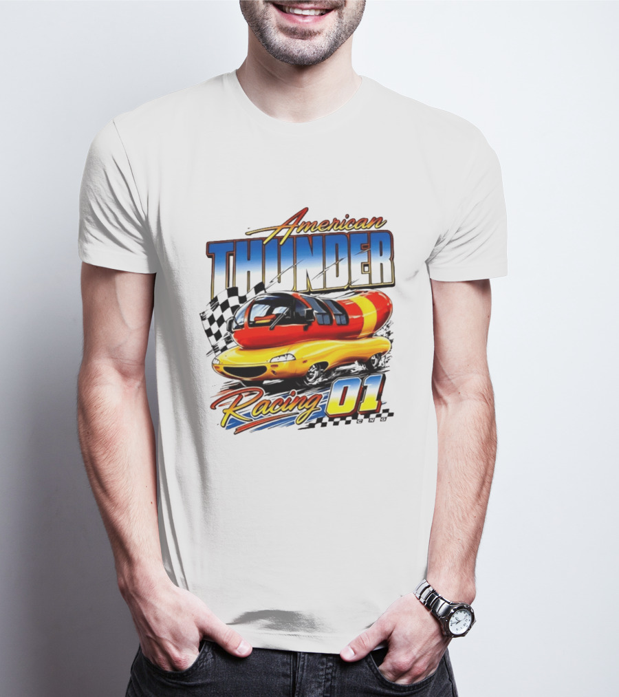 Oscar Mayer American Thunder Racing 01 Car Checkered Flag T-Shirt