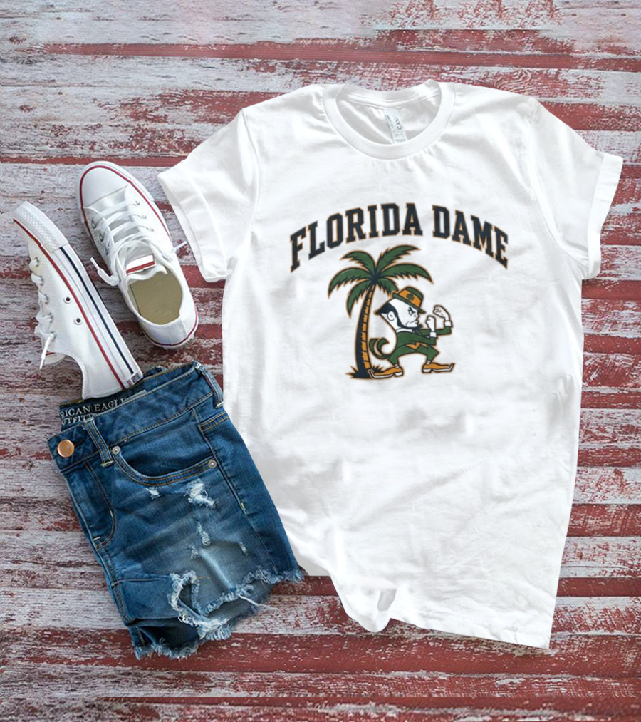 Florida Dame Notre Dame Fighting Irish Palm Tree Leprechaun T-Shirt