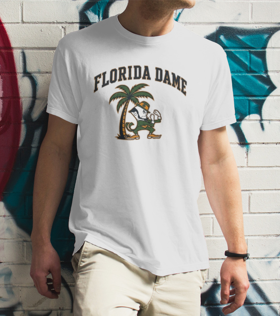 Florida Dame Notre Dame Fighting Irish Palm Tree Leprechaun T-Shirt