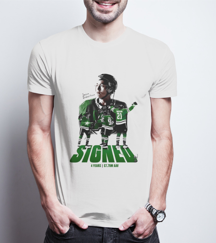 Jason Robertson Signed Dallas Stars 4 Years $7.75M AAV Contract T-Shirt