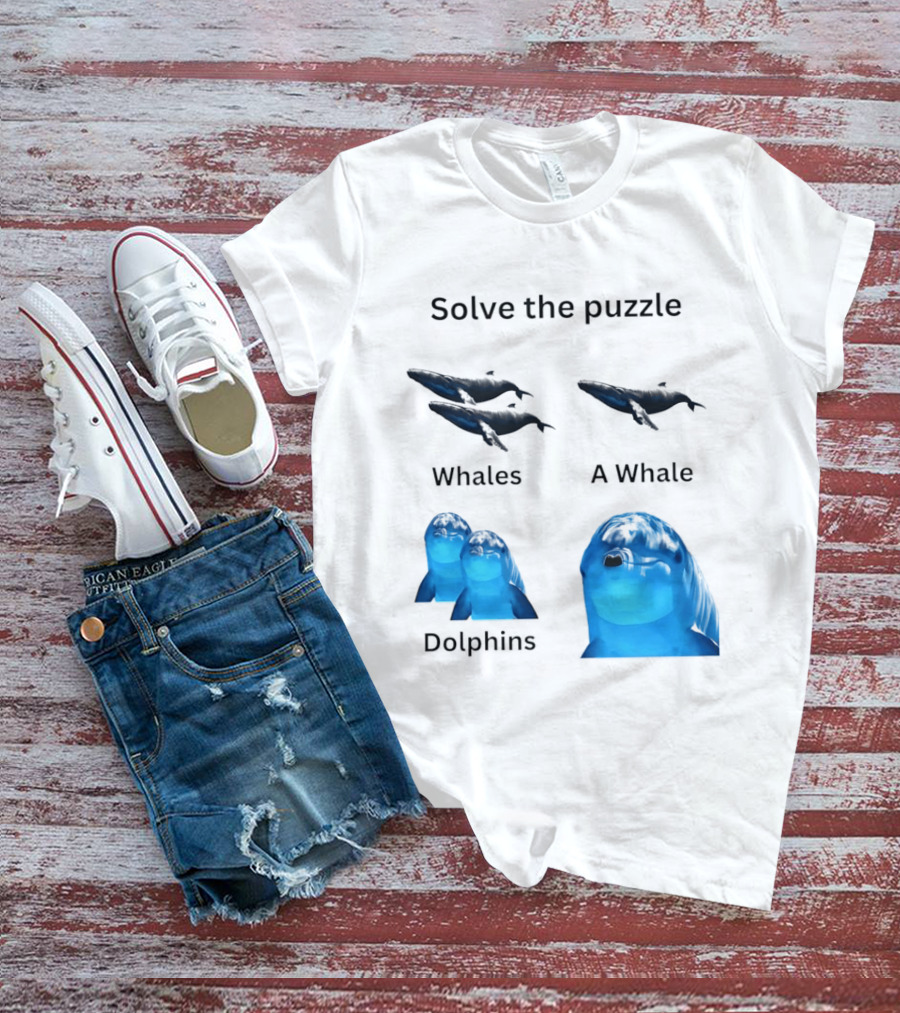 Solve The Puzzle Whales A Whale Dolphins Wordplay T-Shirt