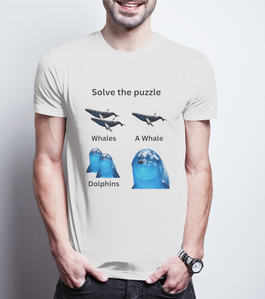 Solve The Puzzle Whales A Whale Dolphins Wordplay T-Shirt