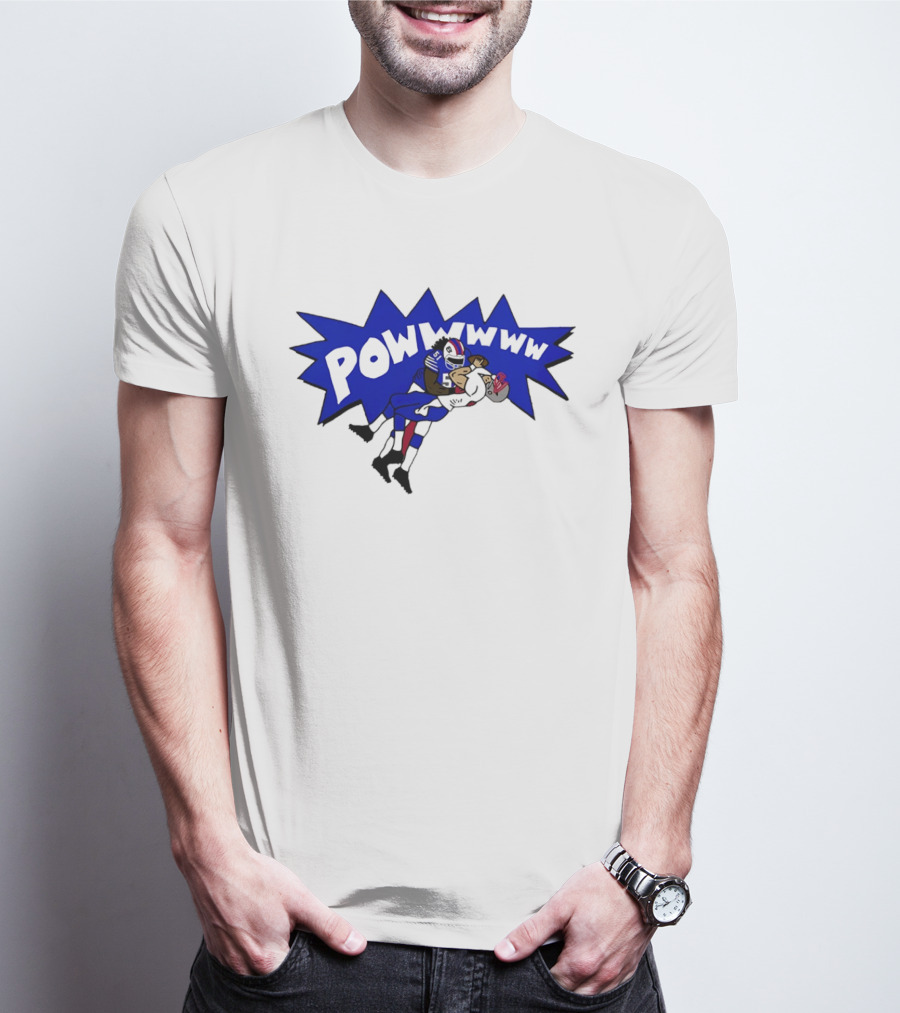 POWWWWW Buffalo Bills Football Tackle Action T-Shirt