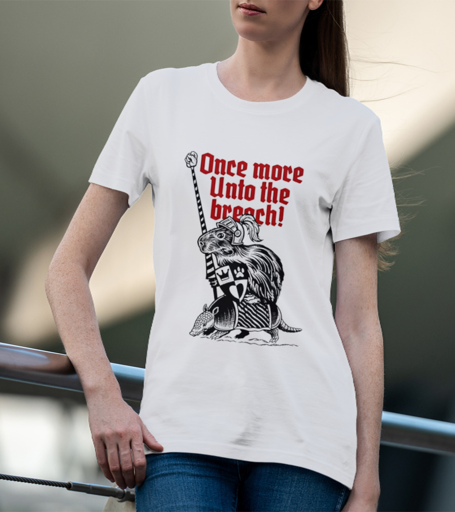 Sir Capy Once More Unto The Breach Knight Capybara With Sword T-Shirt