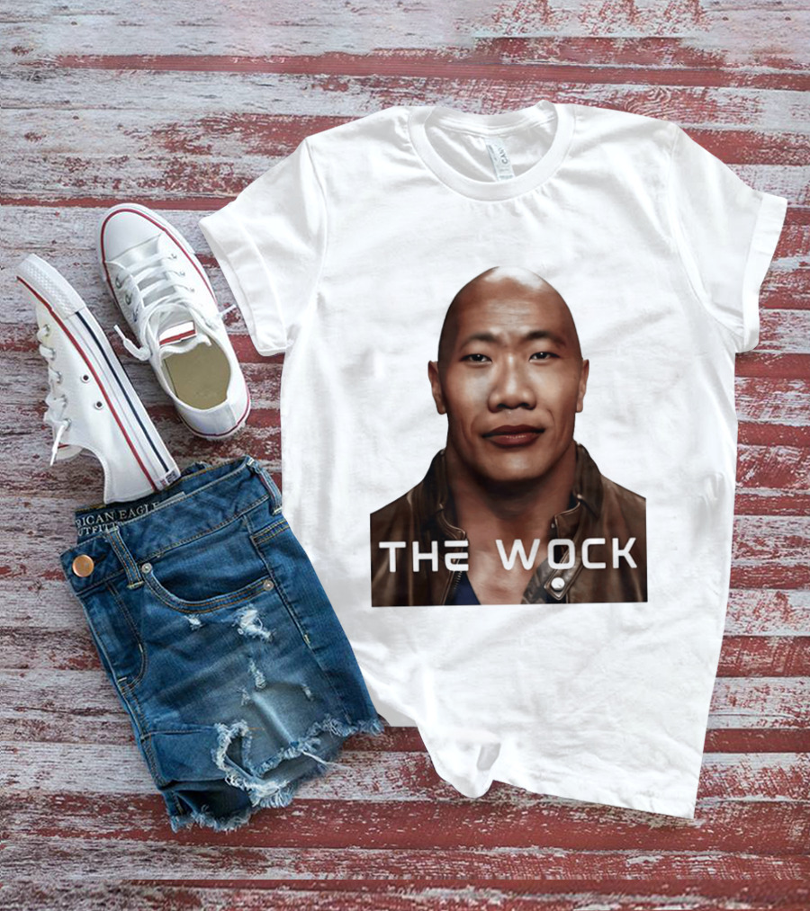 The Wock Parody Face Mashup The Rock And Wok T-Shirt