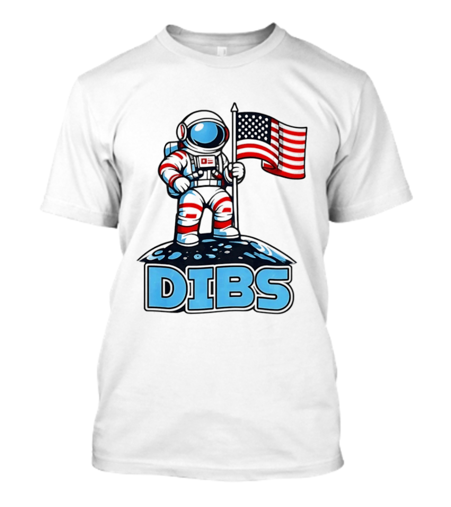 USA Dibs On The Moon Astronaut Space American Flag T-Shirt