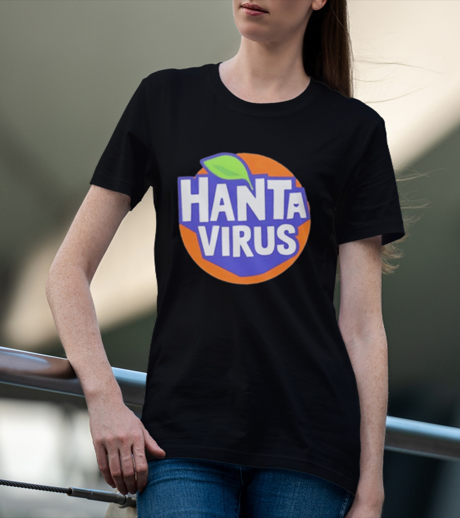 Hanta Virus Fanta Orange Circle With Green Leaf T-Shirt