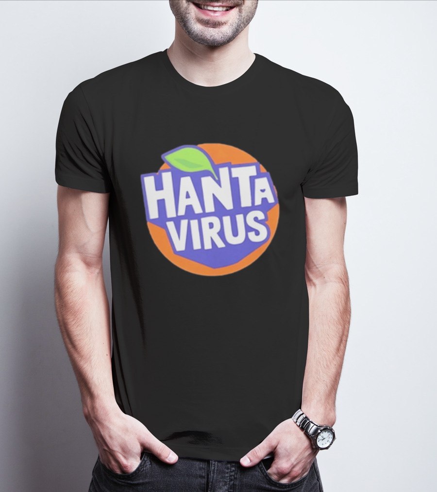 Hanta Virus Fanta Orange Circle With Green Leaf T-Shirt