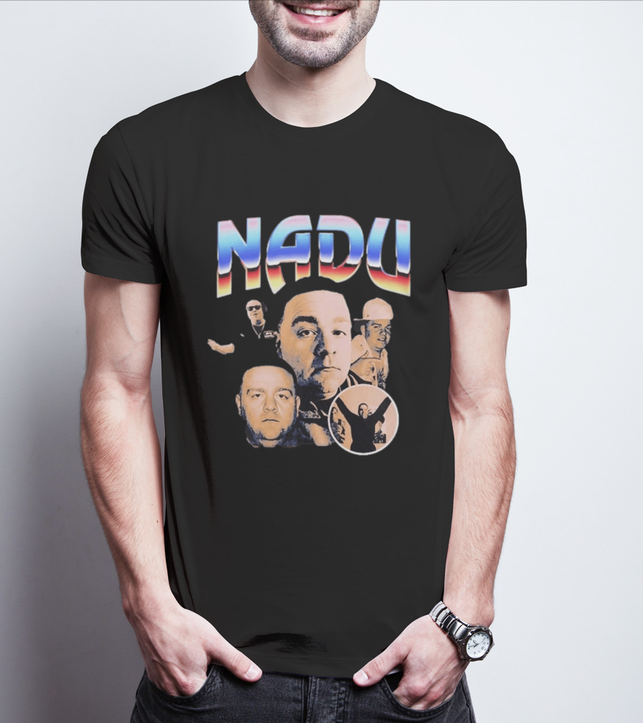 Nadu Multicolor Bold Text And Multiple Faces T-Shirt