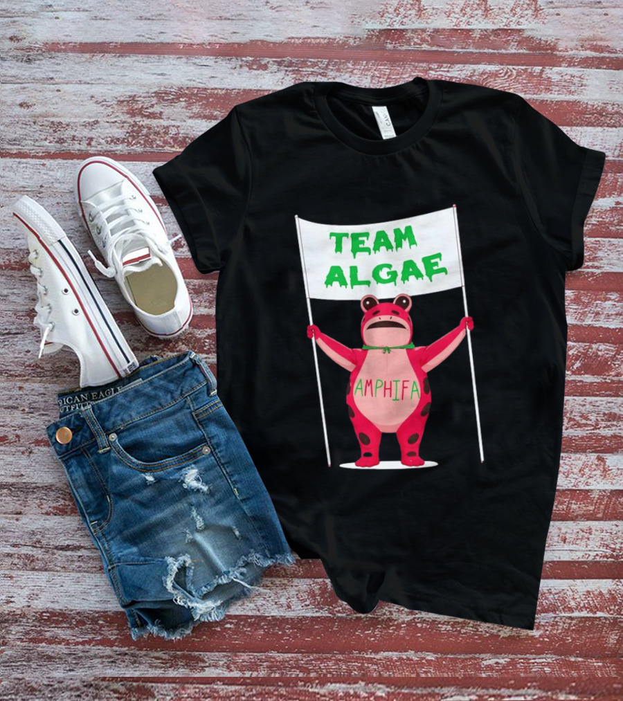Team Algae Amphifa Frog Holding Banner T-Shirt