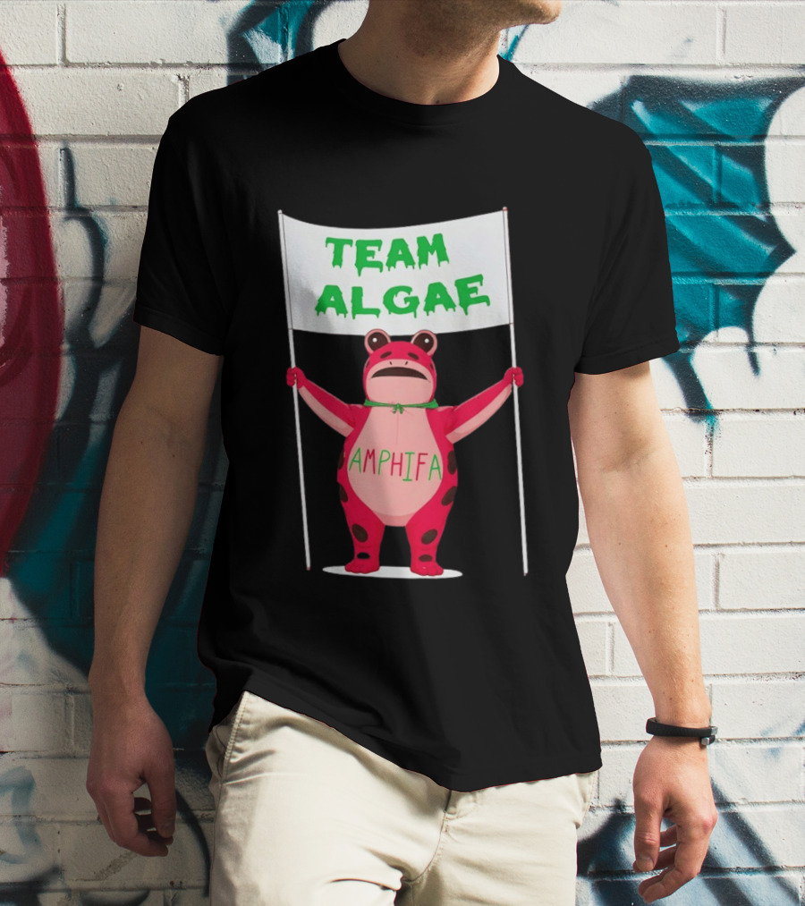 Team Algae Amphifa Frog Holding Banner T-Shirt