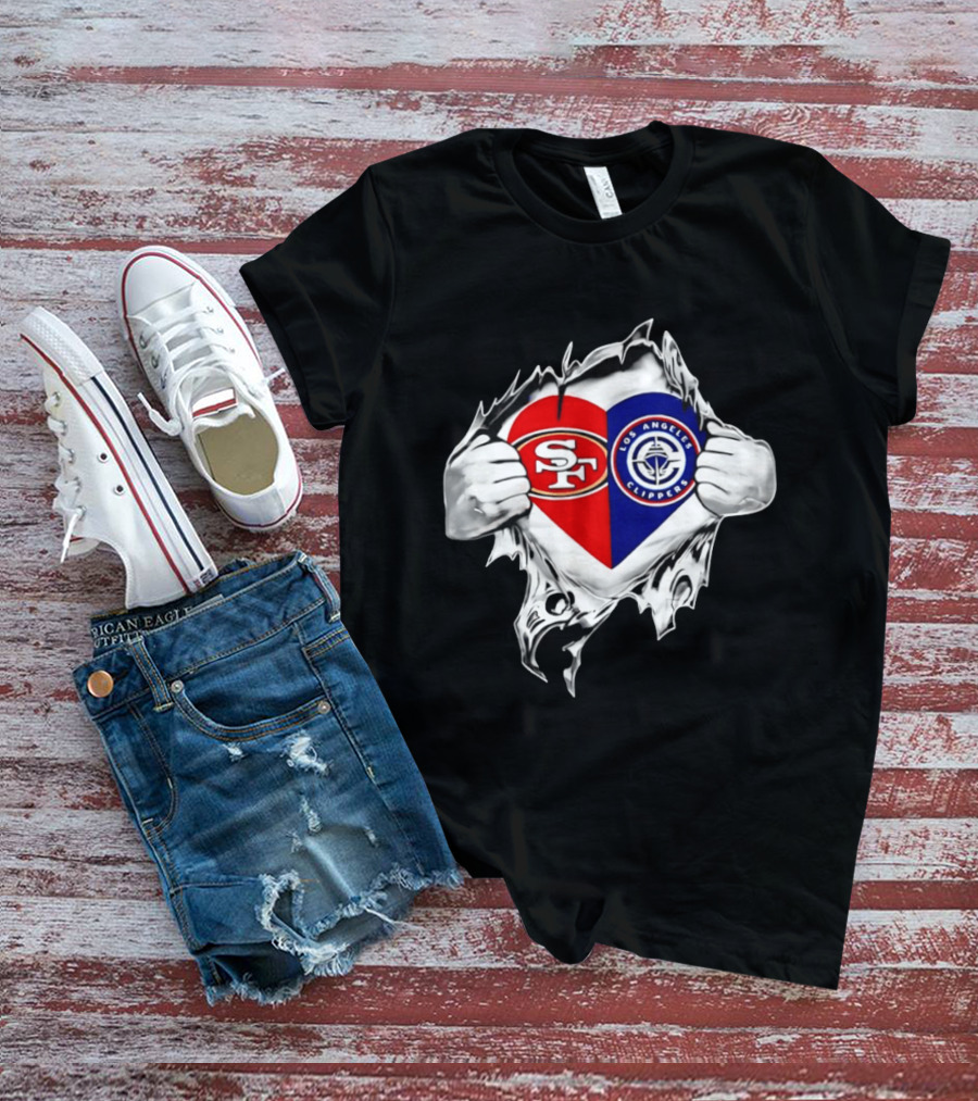 LA Clippers San Francisco 49ers Heart Scratch Dual T-Shirt