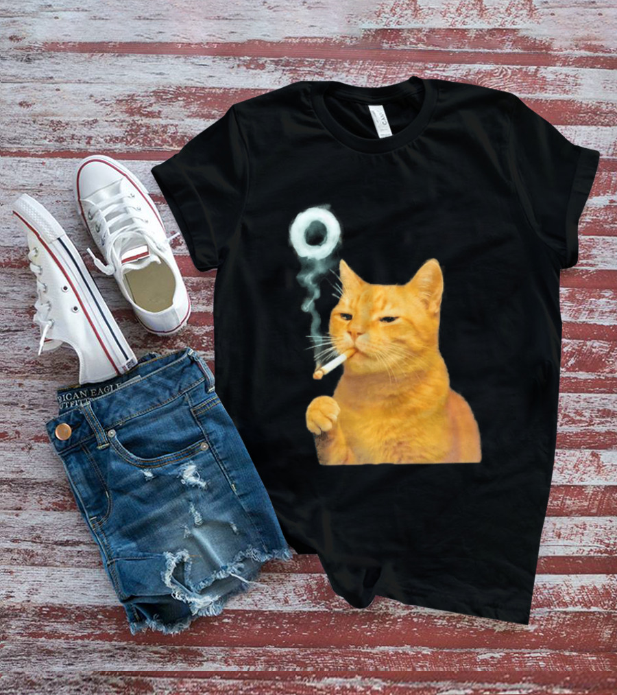 Smoking Cat With Cigarette And Smoke Ring T-Shirt