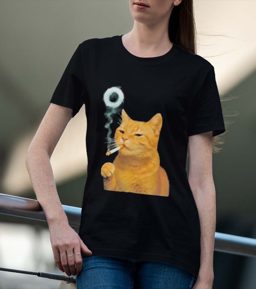 Smoking Cat With Cigarette And Smoke Ring T-Shirt