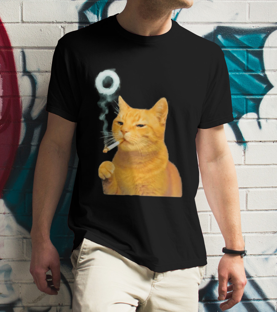 Smoking Cat With Cigarette And Smoke Ring T-Shirt