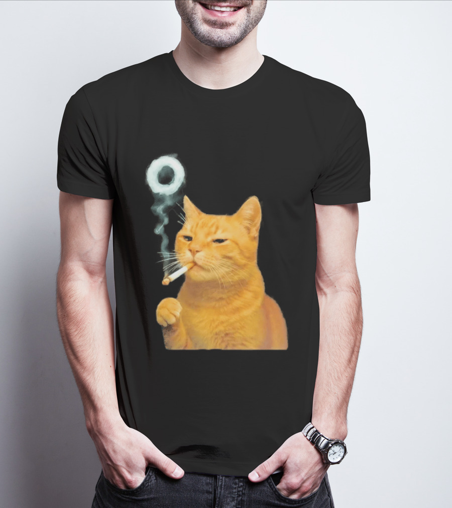 Smoking Cat With Cigarette And Smoke Ring T-Shirt