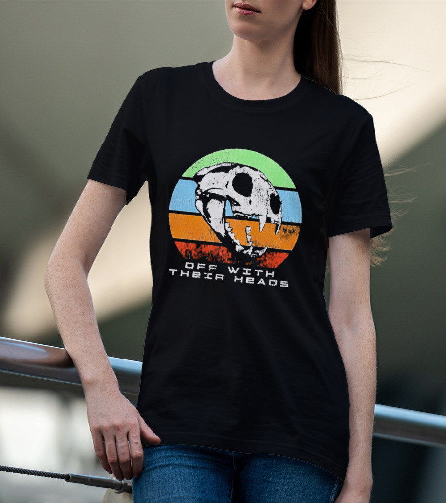 Off With Their Heads Skull Rainbow Stripes T-Shirt