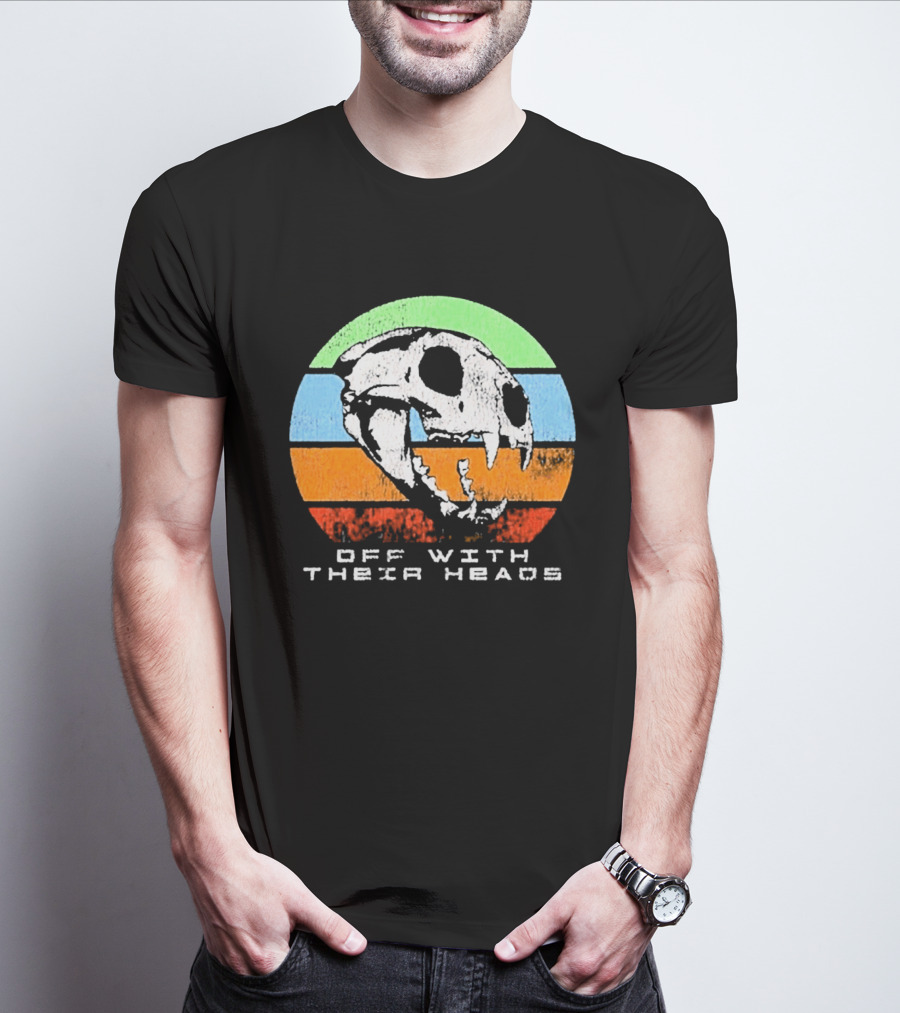 Off With Their Heads Skull Rainbow Stripes T-Shirt