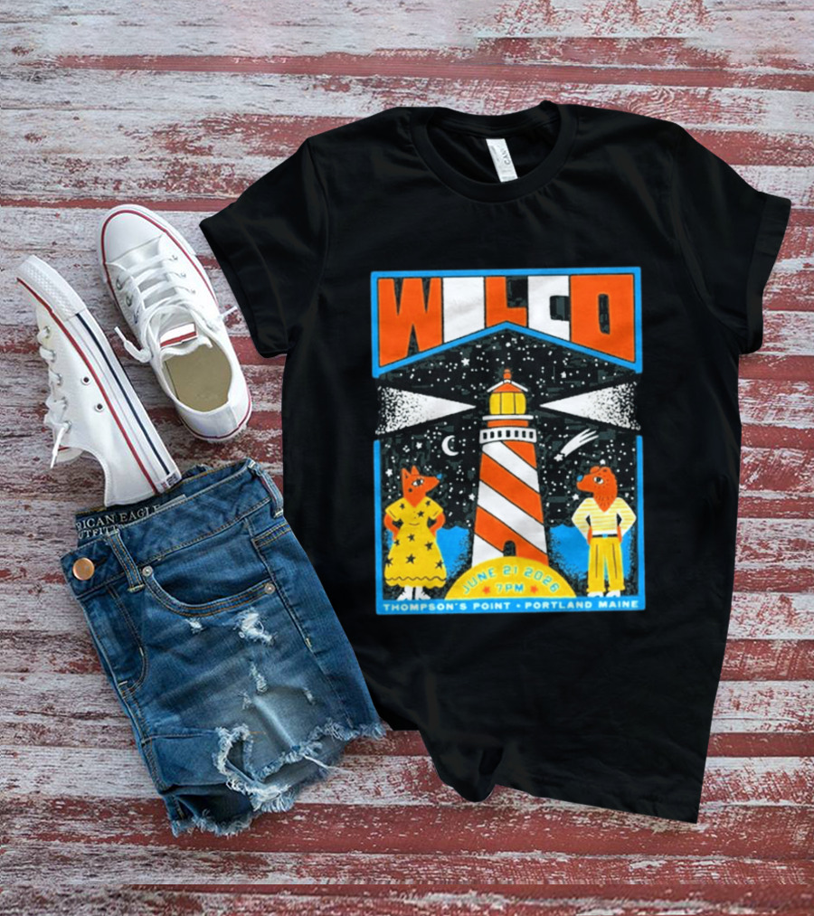 Wilco June 21 2026 Thompson's Point Portland Maine Lighthouse Concert Tour T-Shirt