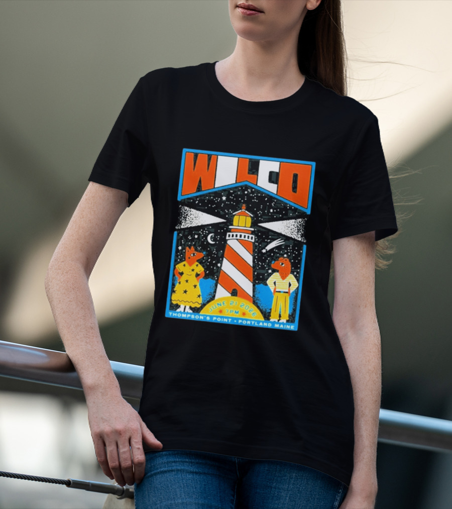 Wilco June 21 2026 Thompson's Point Portland Maine Lighthouse Concert Tour T-Shirt