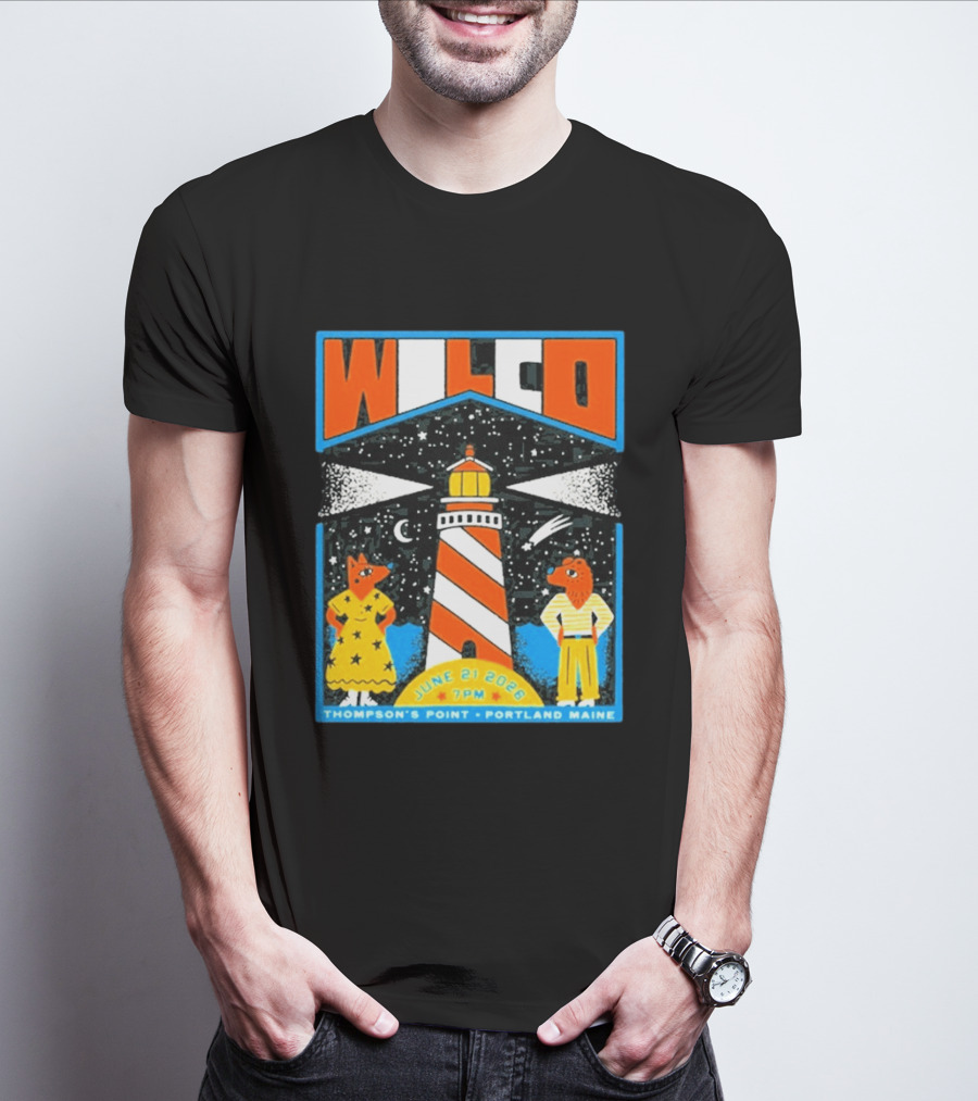 Wilco June 21 2026 Thompson's Point Portland Maine Lighthouse Concert Tour T-Shirt