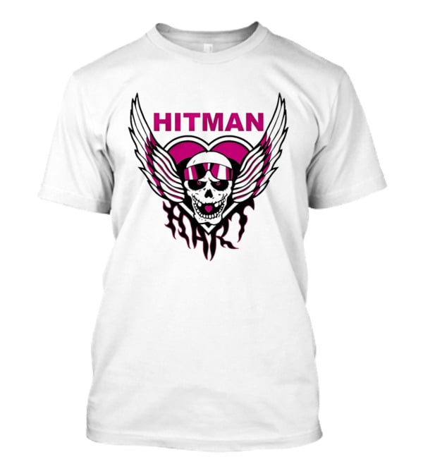 Bret The Hitman Hart Skull Wings Pink Heart T-Shirt