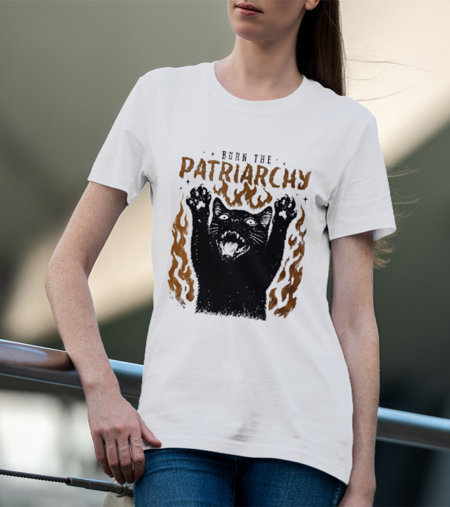 Burn The Patriarchy Feminism Cat Empowerment T-Shirt