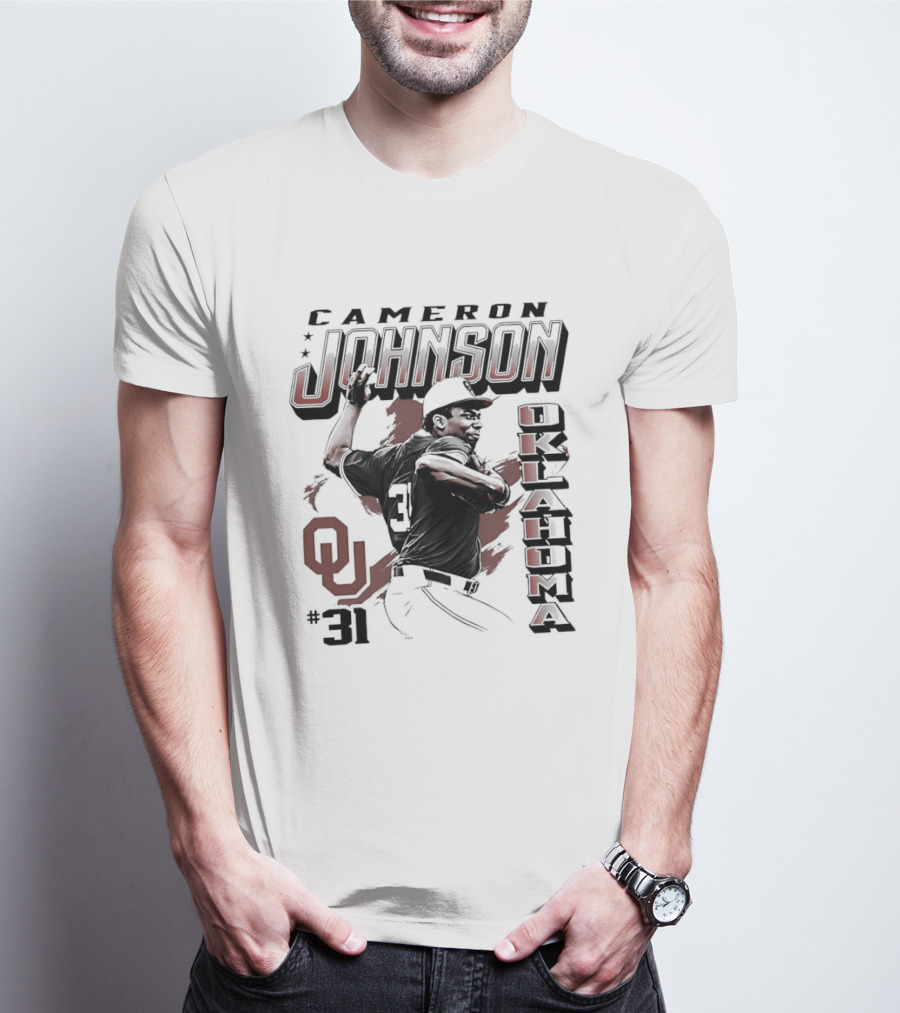 Cameron Johnson 31 Oklahoma Sooners Pitcher OU Baseball T-Shirt