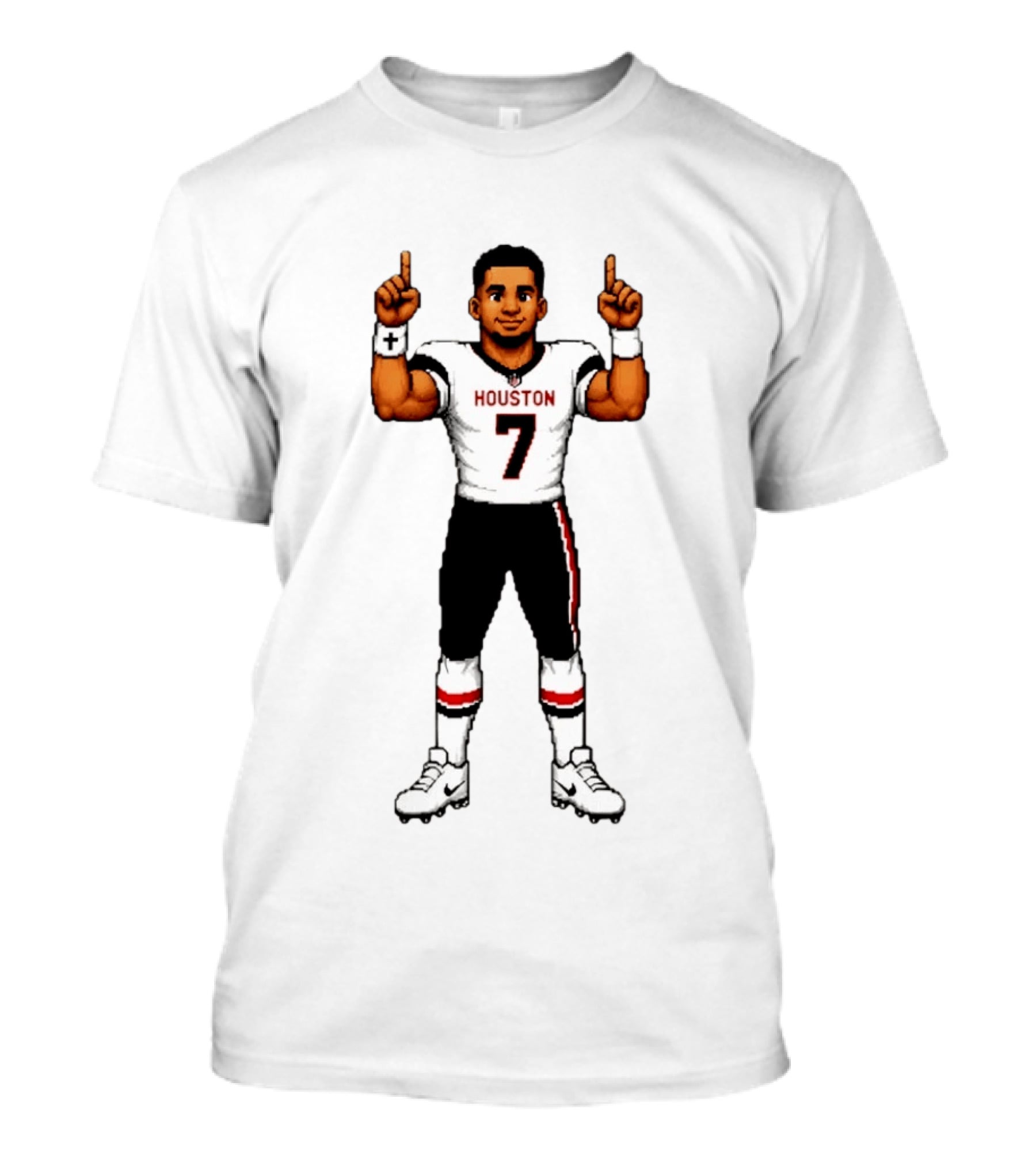 CJ Stroud Houston Texans The Field General 8 Bit Games Houston 7 T-Shirt