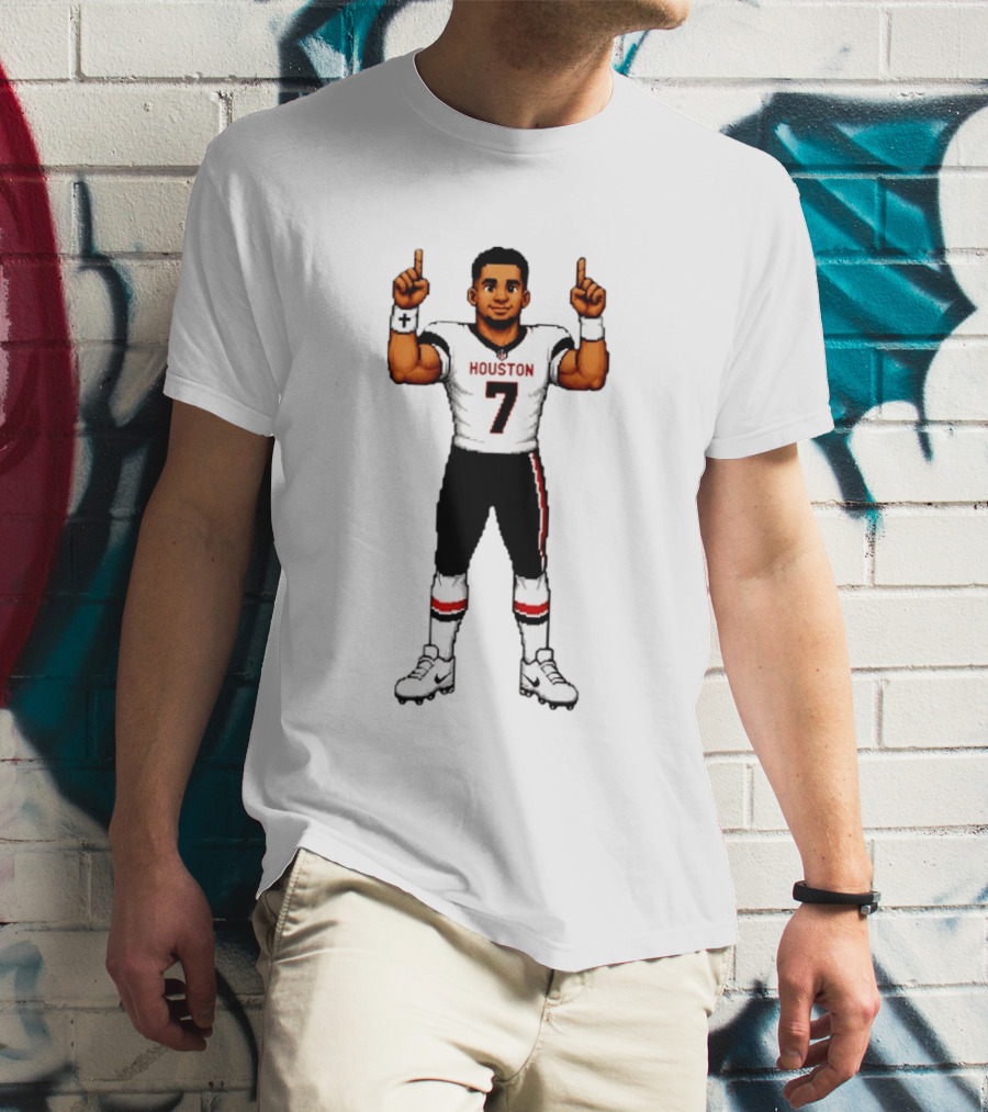 CJ Stroud Houston Texans The Field General 8 Bit Games Houston 7 T-Shirt