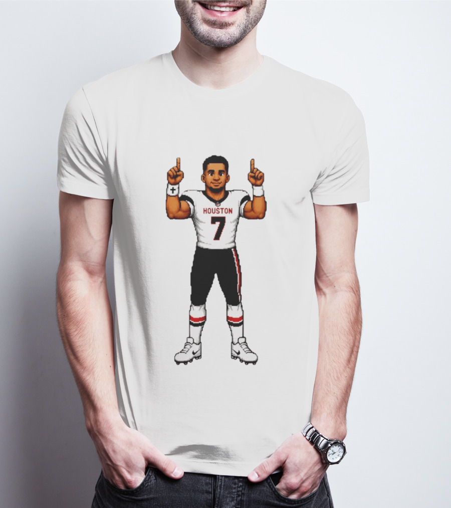 CJ Stroud Houston Texans The Field General 8 Bit Games Houston 7 T-Shirt