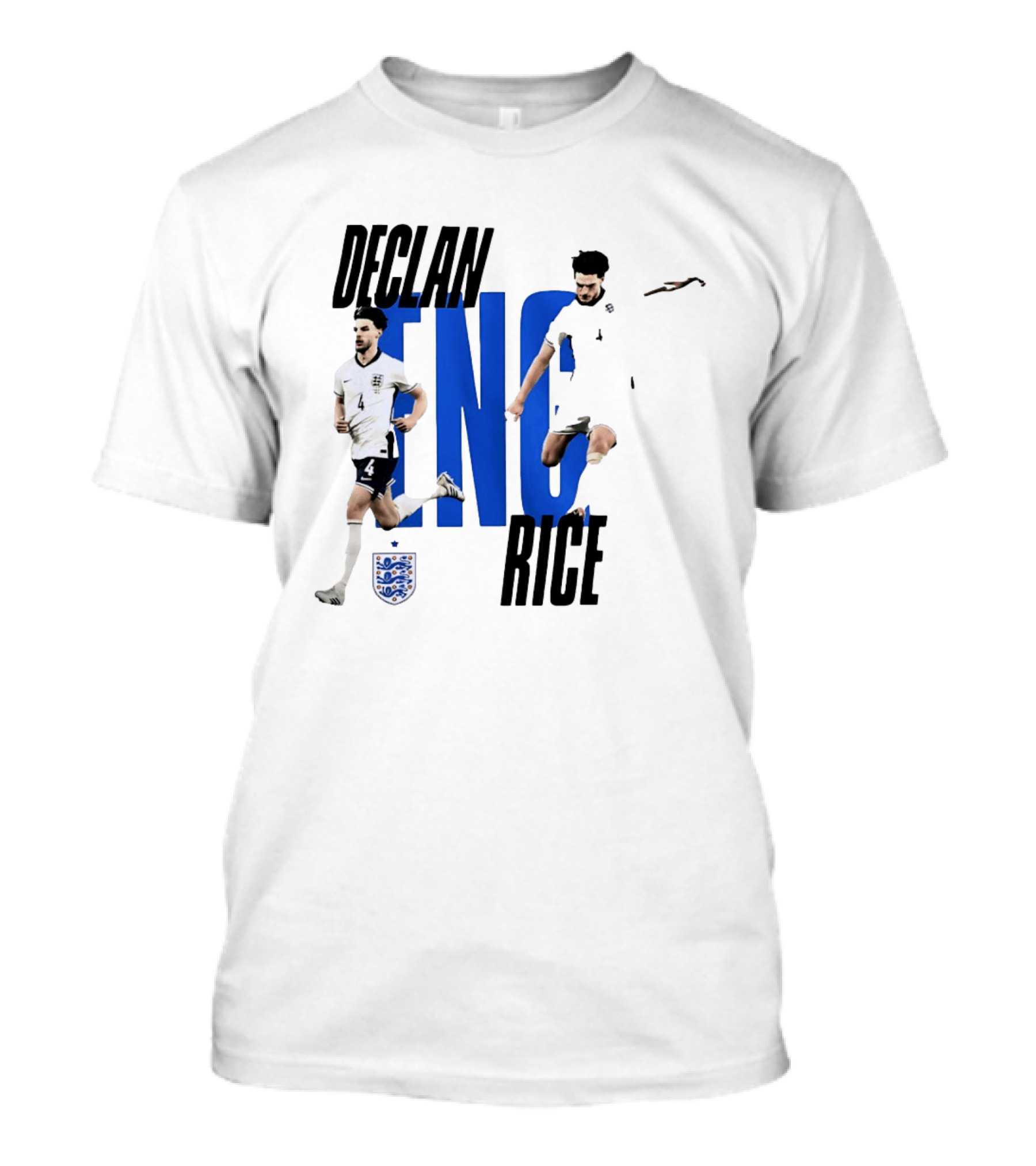 Declan Rice England National Football Team Player Action With Team Crest And ENG Letters T-Shirt