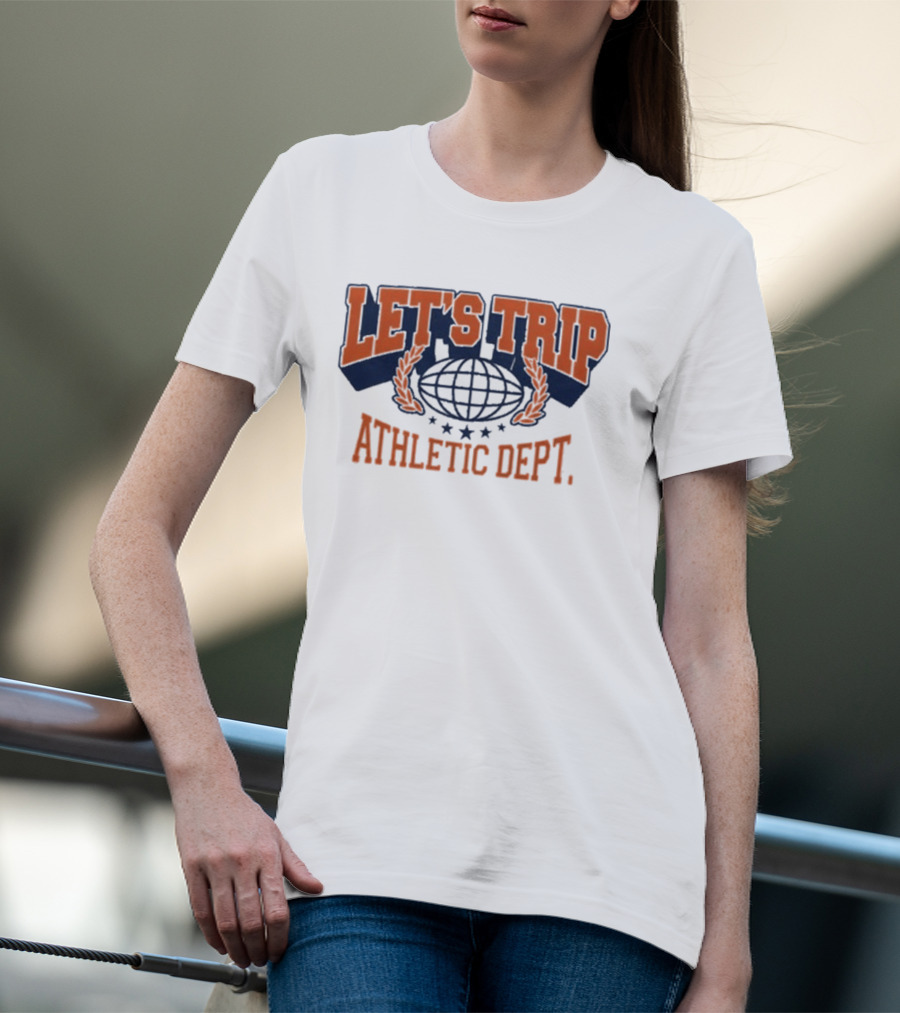 Let's Trip Athletic Dept Go Sports Globe Stars T-Shirt