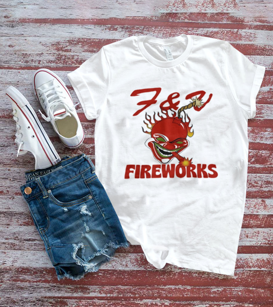 F And V Fireworks Explosive Red Joker Face With Lit Fuse T-Shirt